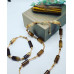 Brown Lace Agate tube, golden Hematite and Czech glass necklace and bracelet set