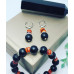 Matte Black Agate,  Redish Mother Of Pearl bracelet and earrings set