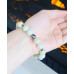 Matte Amazonite, Faceted Hematite, Zirconia Stainless steel charm bracelet 10 mm