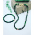 Green Tiger Eye Zirconia Stainless steel charm necklace and bracelet set