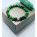 Green Tiger Eye Zirconia Stainless steel charm bracelet 8 mm
