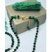 Green Tiger Eye Zirconia Stainless steel charm necklace and bracelet set