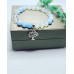 Aquamarine Quartz, Clear Quartz, Sea Opal, Tree of Life charm bracelet