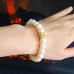 Freshwater Pearl Zirconia Moon Gold Plated Charm bracelet 10 mm