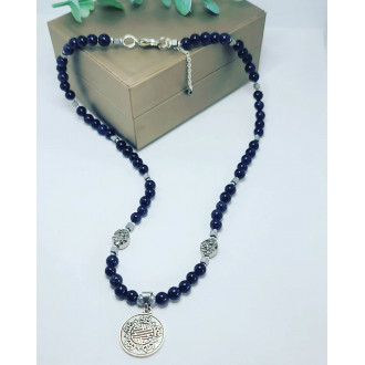 Blue Goldstone, Hematite 5 Blessings Amulet Unisex necklace
