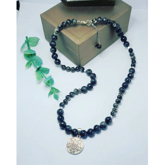 Labradorite, 5 Blessings silver plated Amulet Unisex necklace