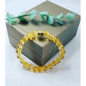 Citrine Zirconia Gold plated charm bracelet 8 mm