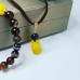 Brown Lace Agate, Yellow Jade bracelet and PU Leather cord pendant set