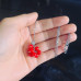 Faceted Red Coral (lab created) Stainless steel chain Pendant