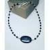 Black Agate, Czech Glass charm Minimalism necklace