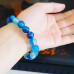 Blue Lace Agate fish charm bracelet 10 mm