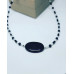 Black Agate, Czech Glass charm Minimalism necklace