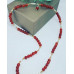 Red Agate, Czech Glass, Om   Amulet necklace