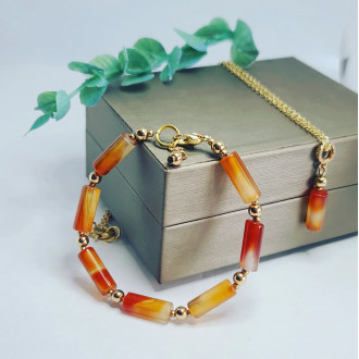 Carnelian, Golden Hematite Bracelet and Pendant set