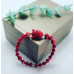 Red Coral, Czech Glass,  Enamel Buddha charm bracelet 6 mm