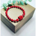 Red Coral, Czech Glass,  Enamel Buddha charm bracelet 6 mm