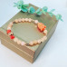 Peach Quarthz , golden Lave Stone, Coral, Enamel Buddha charm bracelet 6 mm