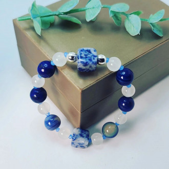 Sodalite, Blue Lace Agate, Cat Eye bracelet