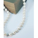 Freshwater Pearl, Zirconia Stainless steel charm necklace 10 mm