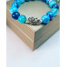 Blue Lace Agate, Foo Dog charm bracelet 10 mm