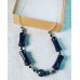 Black Lace Agate silver tone chain necklace
