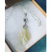 Light Green Lace Agate Rhombus Zirconia Stainless steel chain pendant