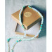 Amazonite, Impression Jasper, Sea Opal , Om gold plated charm Mala beads necklace 6 mm