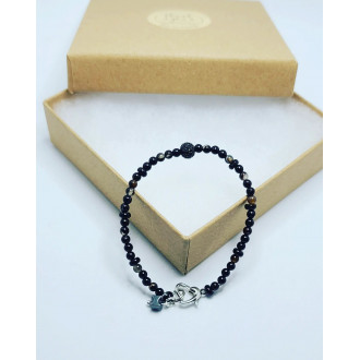 Black Lace Zirconia Charm heart clasp minimalism bracelet 3 mm