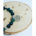 Green Crackle Agate Tree of Life Stainless steel Bracelet 8 mm