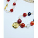 Red Agate, Rainbow Agate, Clear Quartz moon Stainless steel charm necklace