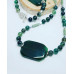 Green Agate, Jade, massive cetera stone necklace and bracelet set