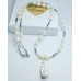 Freshwater Pearl, Hematite, Baroque Pearl charm mid length necklace