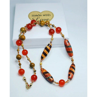 Bumble Bee  Agate, Red Agate, Picture Jasper Necklace