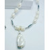 Freshwater Pearl, Hematite, Baroque Pearl charm mid length necklace