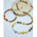 Picture Jasper, Yellow Jade, Agate, Silver Hematite Zirconia Stainless steel charm necklace and bracelet set