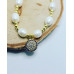 Freshwater Pearl, Golden Hematite, Zirconia Stainless steel charm necklace