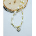 Freshwater Pearl, Golden Hematite, Zirconia Stainless steel charm necklace
