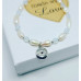 Freshwater Pearl, Opalite, Zirconia Evil Eye Stainless steel charm bracelet