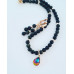 Black Obsidian, Zirconia Teardrop charm necklace and earrings set