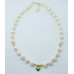 Freshwater Pearl, Heart gold plated charm necklace