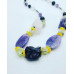 Raw Crystals Black Obsidian, Amethyst, Rose Quartz, Prehnite, Purple and Black Agate Necklace