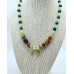 Rainbow Agate, Jade, Czech glass, Zirconia Stainless steel Moon  charm necklace