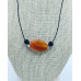 Faceted Red Agate, Black Agate cord pendant
