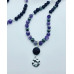 Amethyst, Blue Goldstone, Hematite Sun Stainless steel charm Mala 108 beads necklace