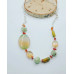 Rainbow Agate, Prehnite, Czech Glass silver tone Stainless steel chain necklace
