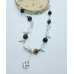 Black Agate, Baroque Pearl, Opalite, Clear Quartz Sun charm necklace