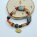 Rainbow Agate, Rutilated Quartz, Red Agate, Lotus Charm bracelet