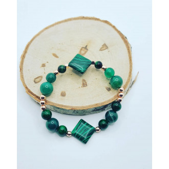 Malachite, Green Agate, Golden Hematite Bracelet