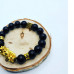 Black Obsidian Golden Pixiu Unisex bracelet 12 mm