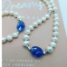 Freshwater Pearl, Faceted Blue Quartz Stainless steel magnetic clasp necklace and bracelet set